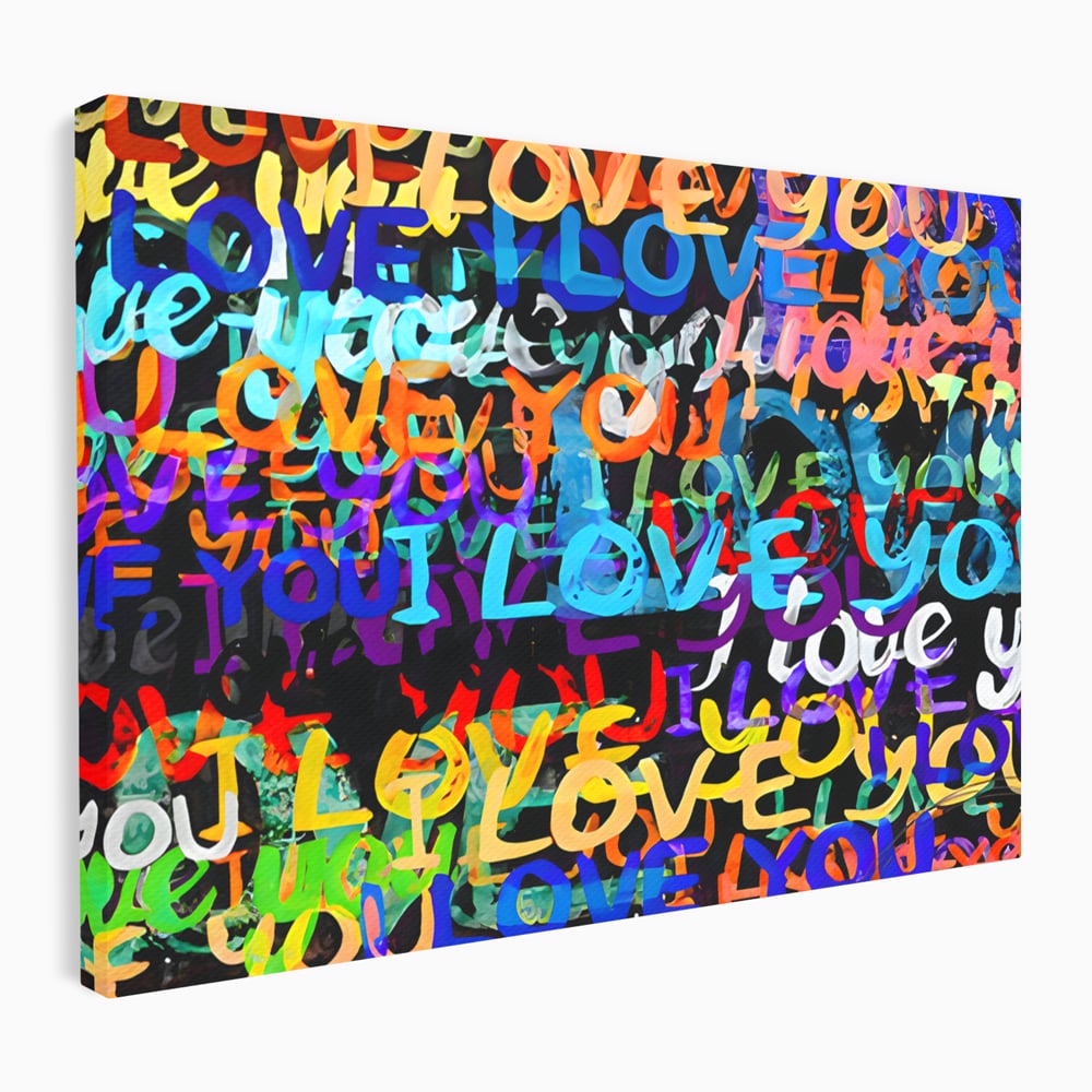 Tablou canvas cu tablou canvas cu mesaje iubire graffiti, fara rama, pe sasiu de lemn